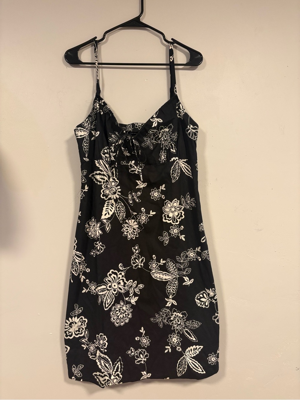 New York & Company Black and White Floral Mini Slip Dress